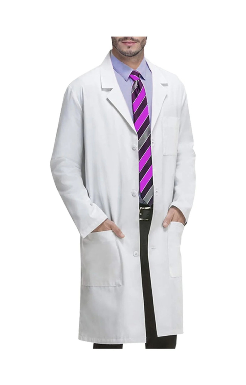 Lab Coat White XL Unisex Long Sleeve 3 Pocket Button Front